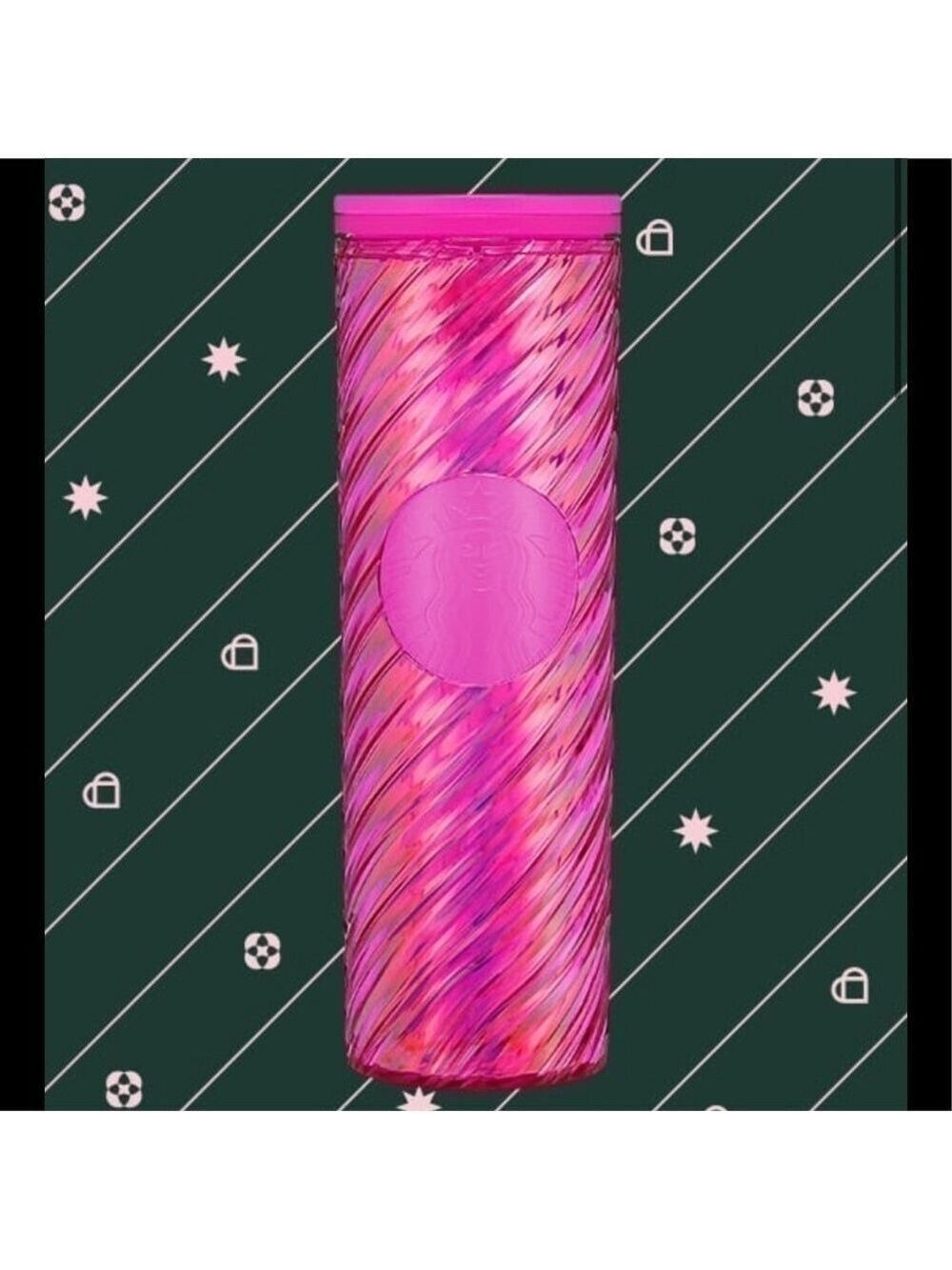 STARBUCKS New Pink Sangria Textured Twist Holiday Tumbler Grande Pink Barbie